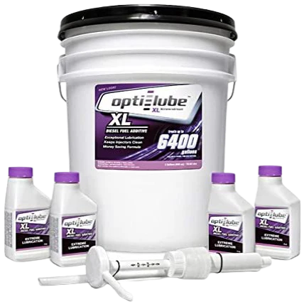 Opti-Lube XL Xtreme Lubricant Diesel Fuel Additive: 5 Gallon Pail with Accessories (Hand Pump & 4 Empty 4oz Bottles) Treats up to 6,400 Gallons